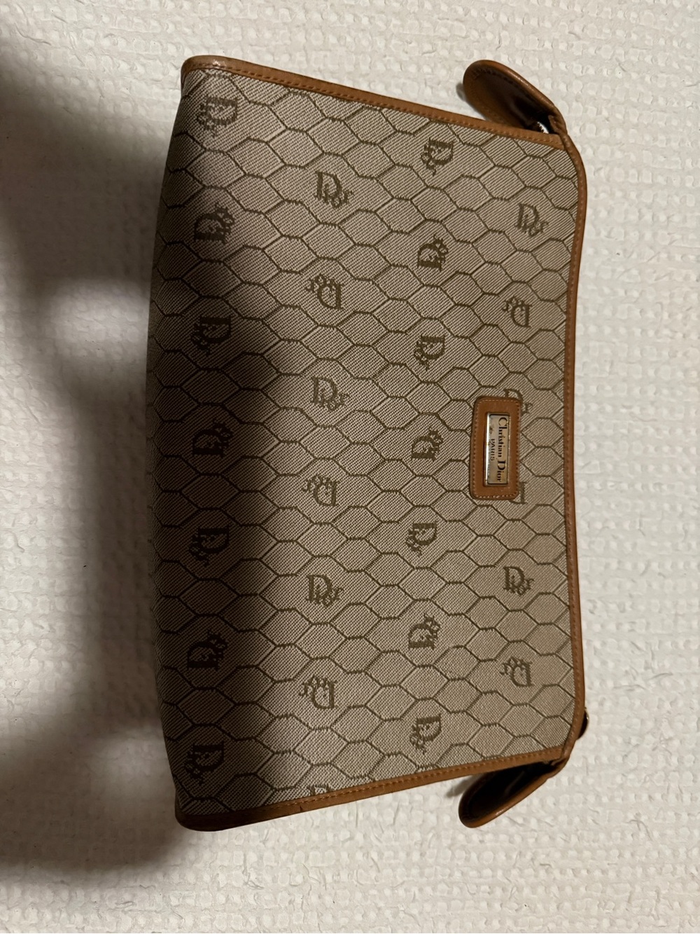 Dior Beige and Brown Monogram Canvas Clutch
